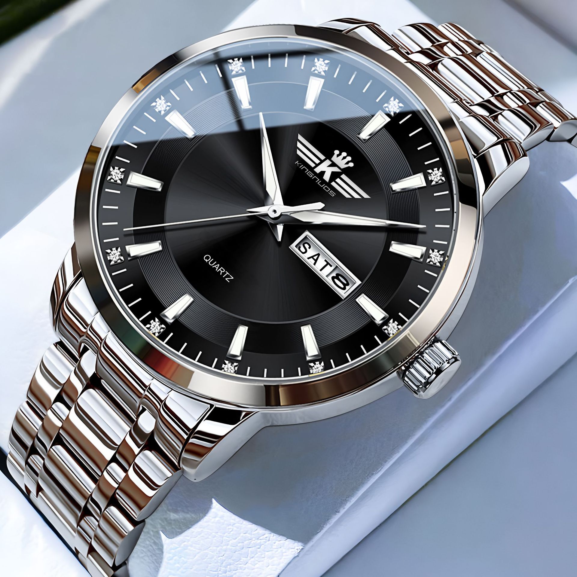 Silver with black surface