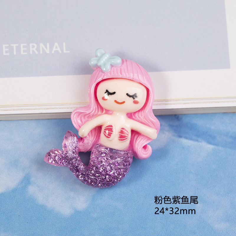 Nueva resina brillo sirena accesorios DIY crema pegamento caja del teléfono refrigerador de papelería material de parche de dibujos animados