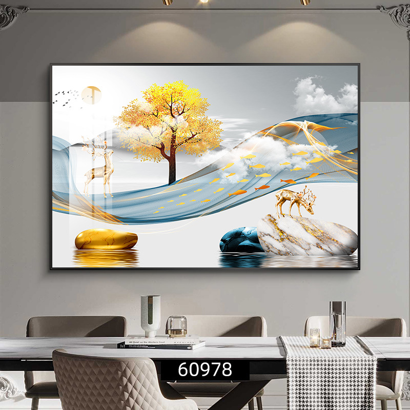 Fulu Meiman decoración de comedor moderno y simple pintura de decoración de la pared de la mesa de comedor de lujo ligera pintura de mural de comedor