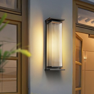 Outdoor Wall Lamp Waterproof Outdoor Terrace Solar Wall Lamp Exterior Wall Pillar Modern Minimalist Courtyard Long Strip Wall Lamp