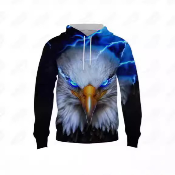Men's Hooded Sweatshirt Loose Scattered Zzy Fashion 3D Printed Digital Fashion Cross-Border New Style with Flying Phoenix