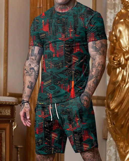 Conjunto de camisetas para hombre y mujer, moda deportiva con estampado Digital 3D, informal, más fácil para combinar, conjunto de dos piezas a la moda, 2024