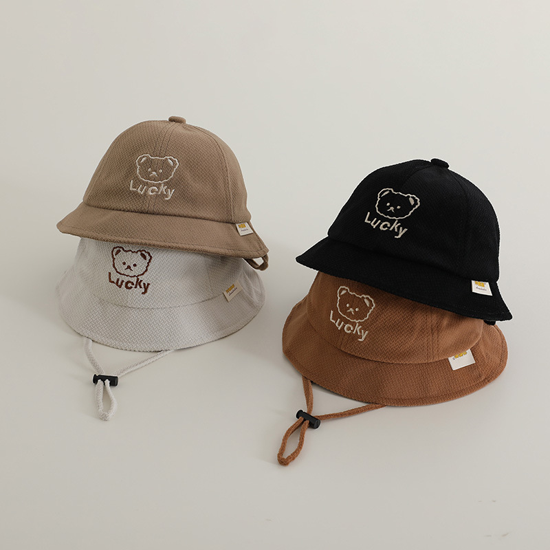 Sombreros para bebés coreanos 2024 nuevo oso casual sombrero para bebés protección solar para niños pescadores sombrero para bebés 1 - 2 años