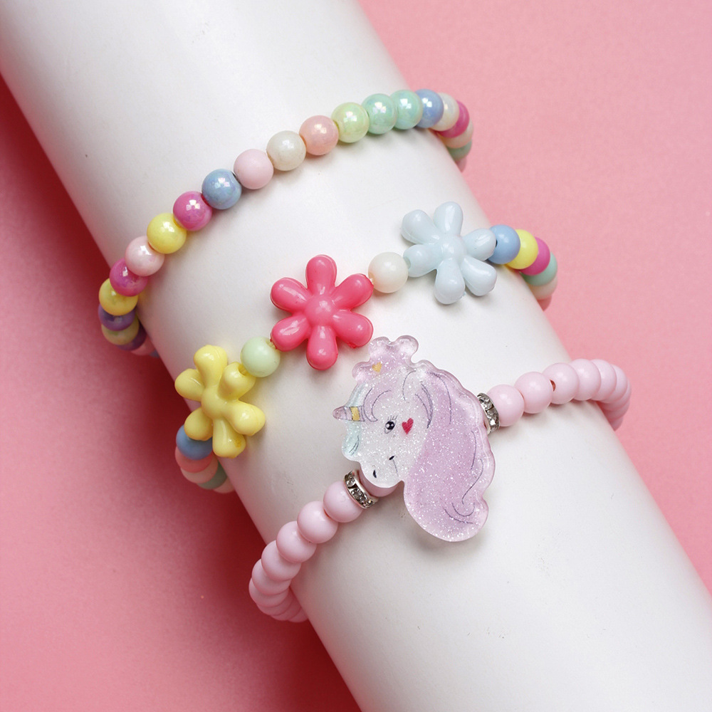 Cartoon Style Unicorn Plastic Beaded Bracelets