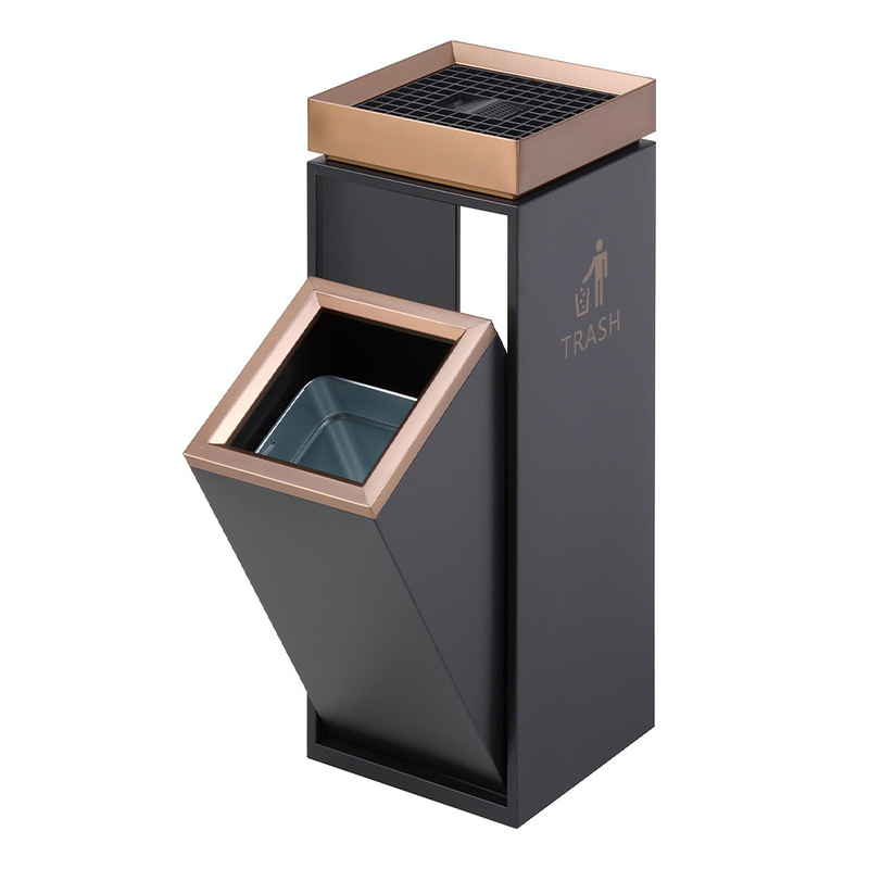 Customized Hotel Lobby Stainless Steel Trash Can with Ashtray Shopping Mall Office Building Elevator Corridor Vertical Ashtray Customized Hotel Lobby Stainless Steel Trash Can with Ashtray Shopping Mall Office Building Elevator Corridor Vertical Ashtray