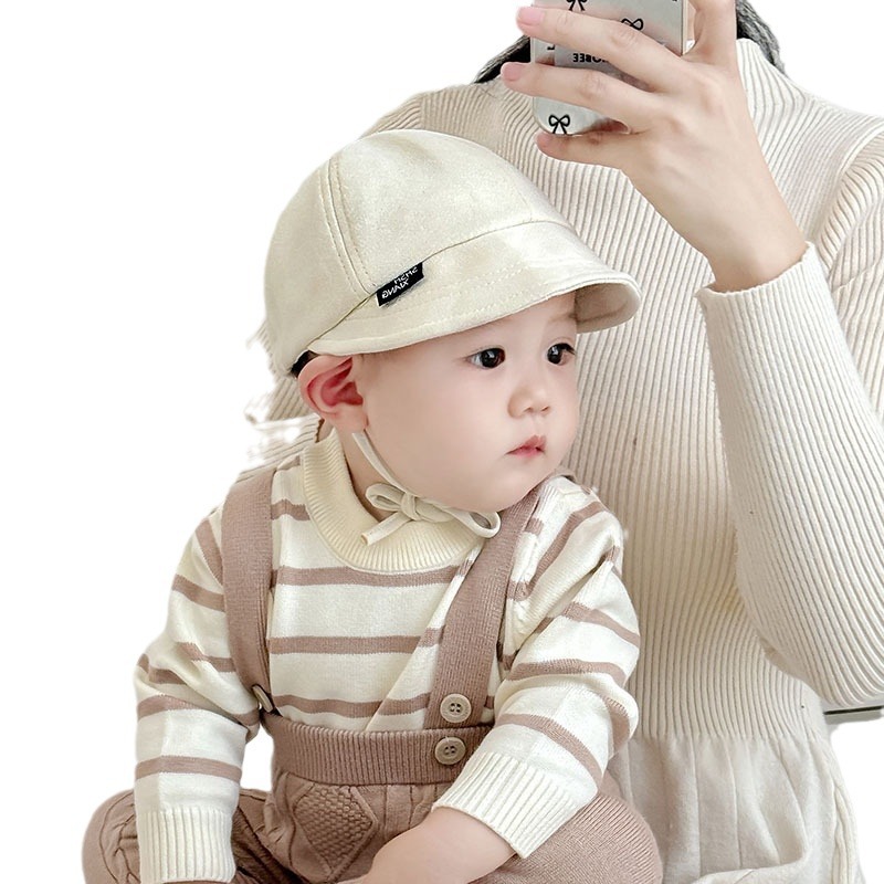Primavera y otoño nuevo sombrero para bebés coreano de 8 - 24 meses pequeño sombrero de sol para bebés, niñas y niños pequeños, moda de gorra de pelusa