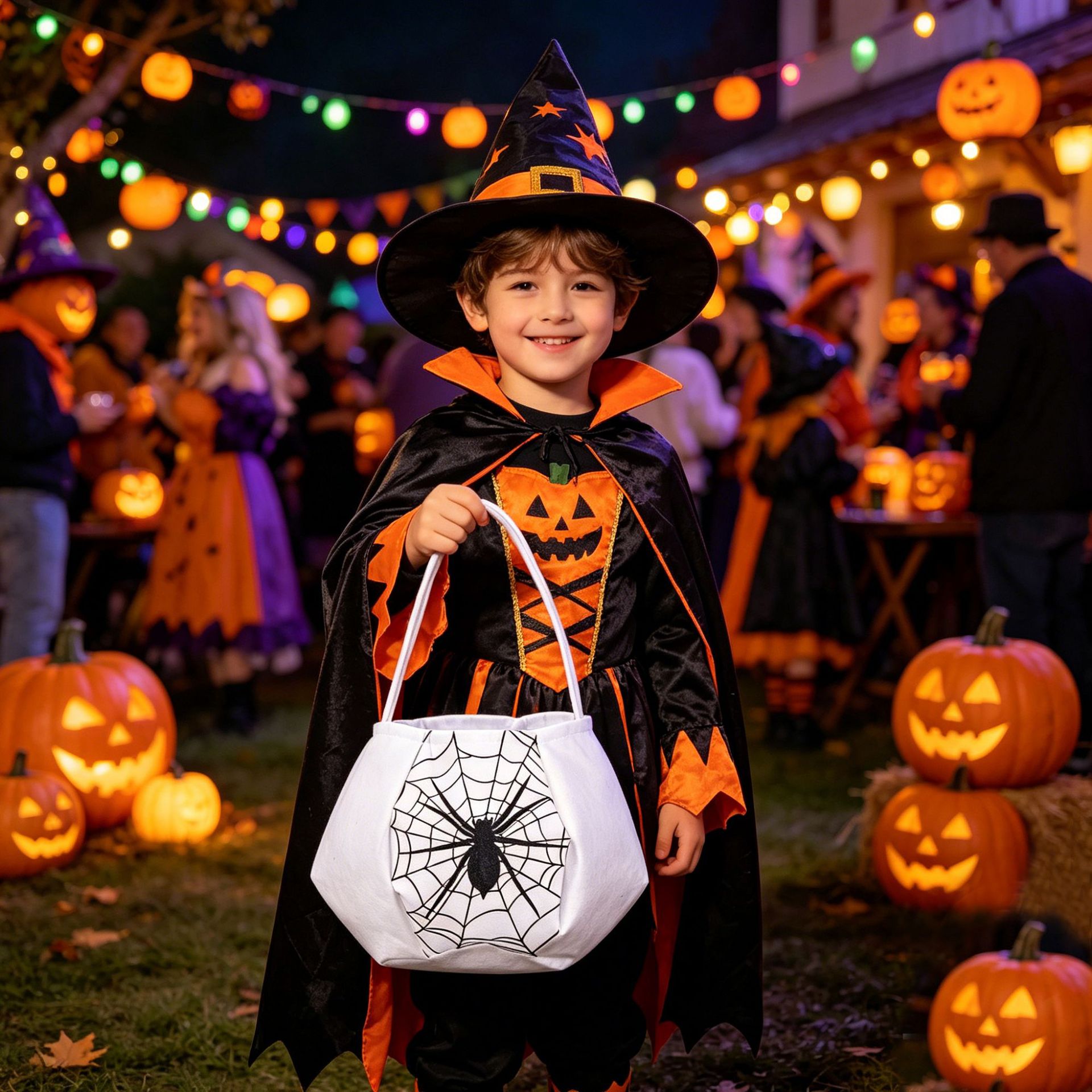 Bolsa de caramelo blanco de Halloween Ghost Spider emoticon bolsas de caramelo para niños bolsas de regalo para niños de Halloween