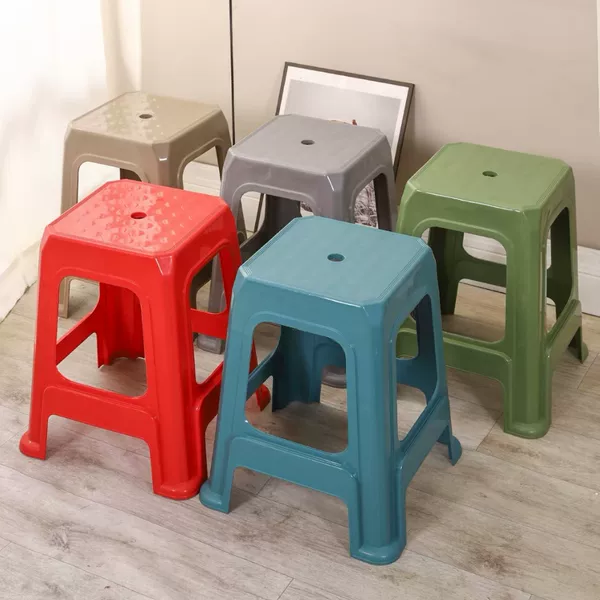 Thickened Plastic High Stools for Home Use, Adult Sofa, Living Room Dining Table Chairs, Customizable Printed Square Stools, Stackable Stools Wholesale