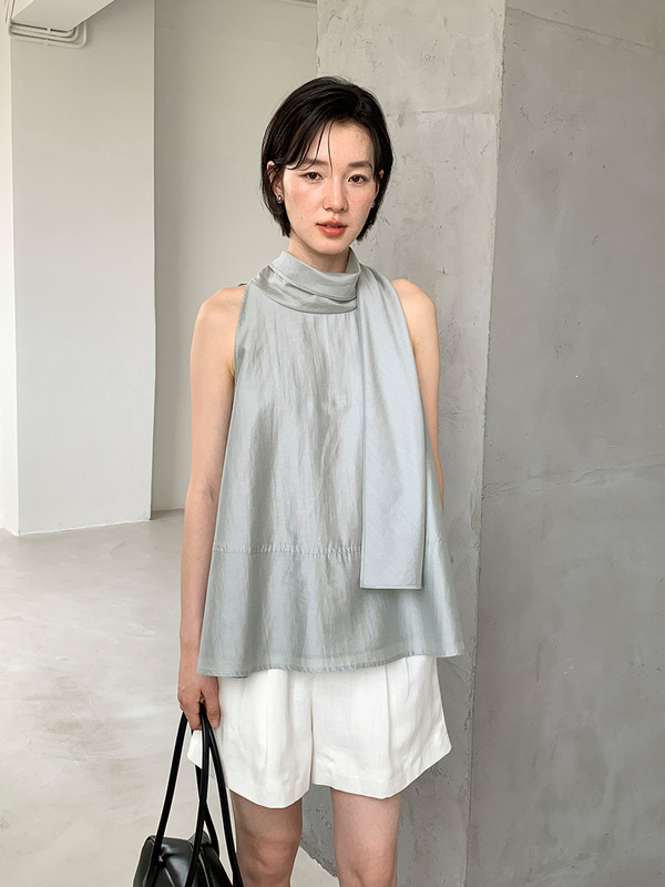 愛と南渓十三行 2025 夏蝶ネクタイ妖精の雰囲気ノースリーブテンセルベスト女性 22362|undefined
