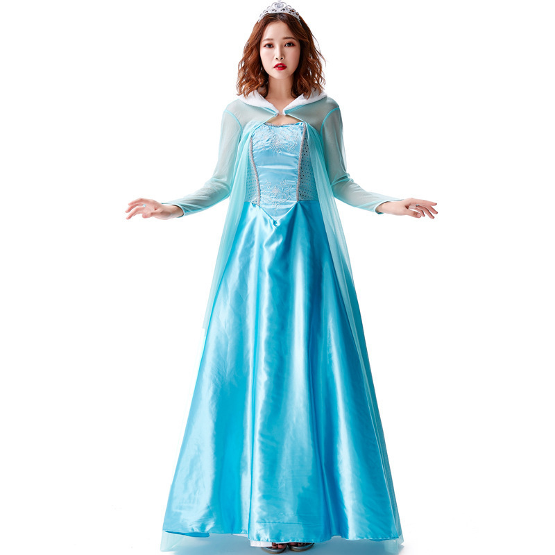 Fairy Tale Princess Dress Export Version, Fabric with Added Thickness, Fairy Tale Princess Role-Playing Light Blue Strapless Dress