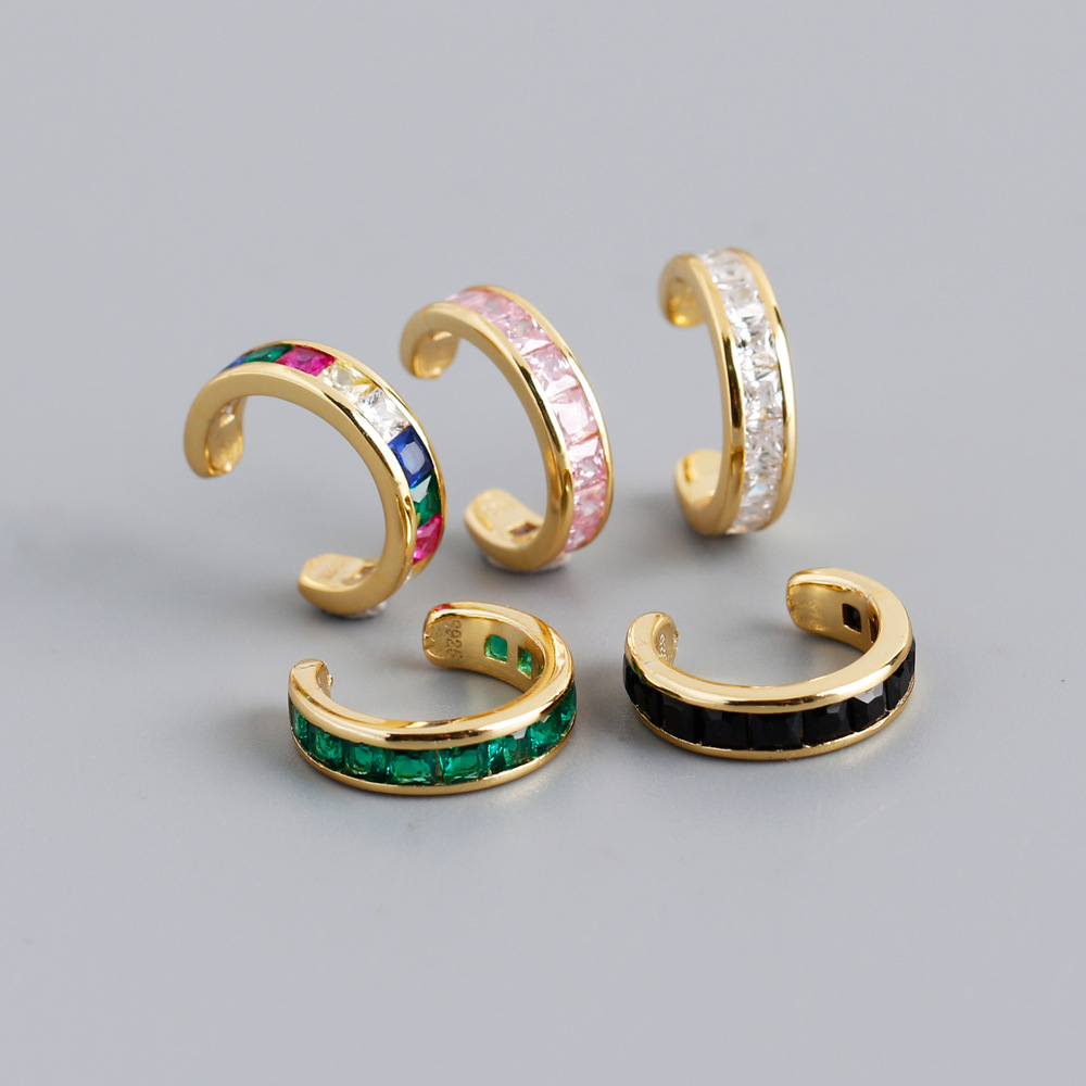 Fashion U Shape Sterling Silver Inlay Zircon Ear clips 1 Piece