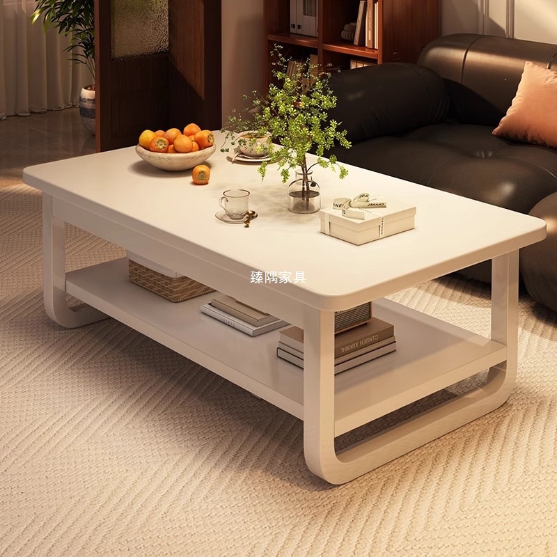 Mesa de té de aire de crema para la sala de estar de la casa de alquiler simple simple y moderna mesa de té de sofá de doble capa