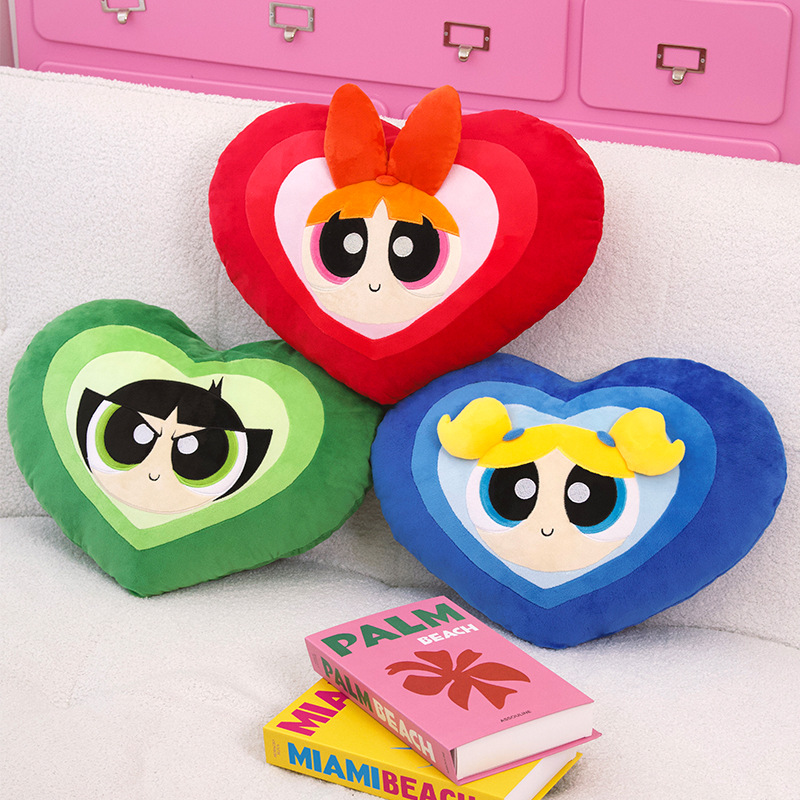워너 정품 공인 PPG 파워퍼프걸 하트 모양 베개 마카롱 도파민 꽃 버블 모피