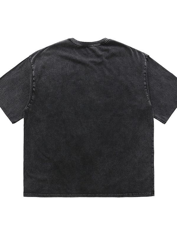 230g de algodón puro americano lavado camiseta apenada hombres y mujeres corto personalizado verano suelto ins marca de moda todo-Partido estilo de Hong Kong Hip Hop