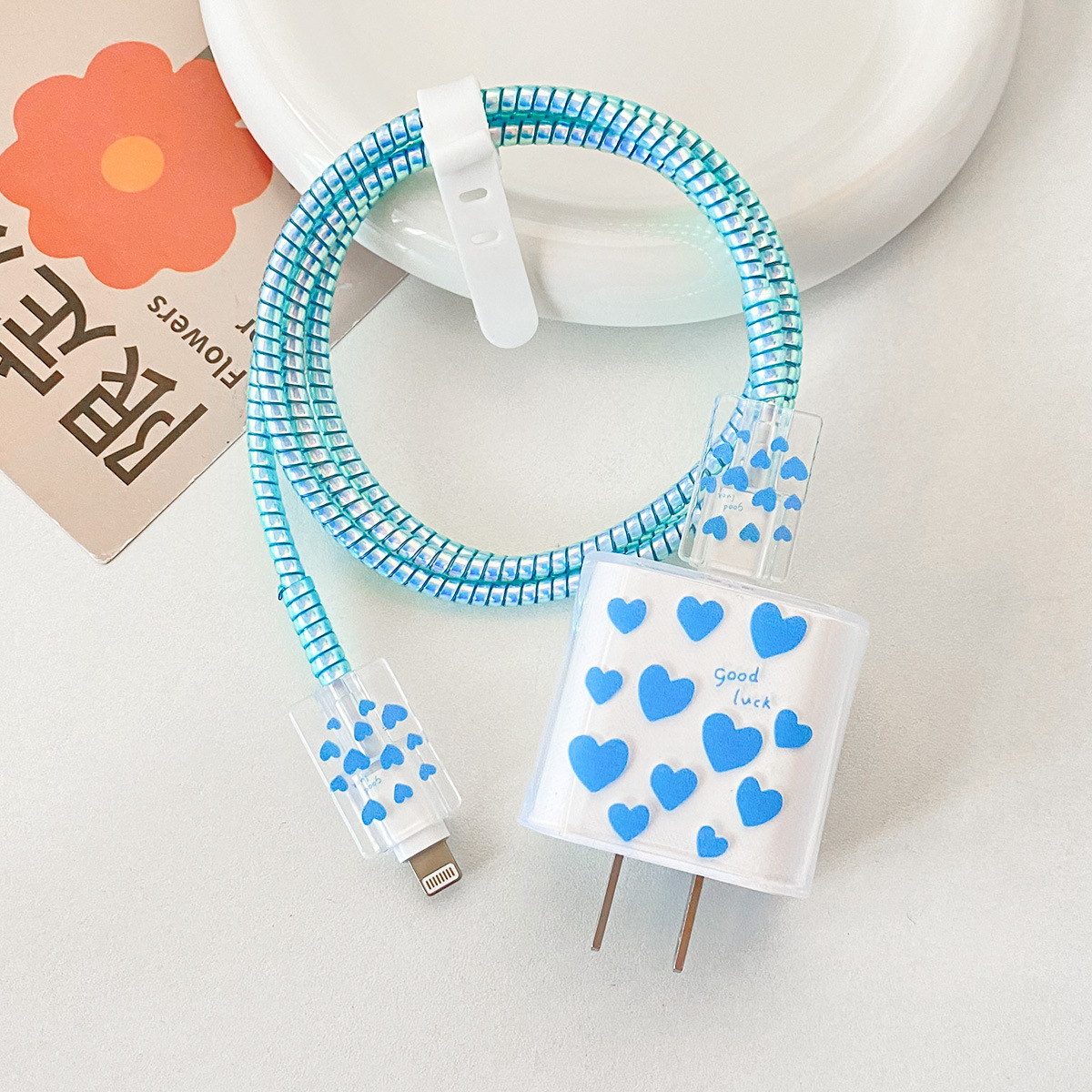 삼성 25w-luck 블루 러브 헤드 커버 스레드 커버 2 1 미터 레이저 스카이 블루 로프