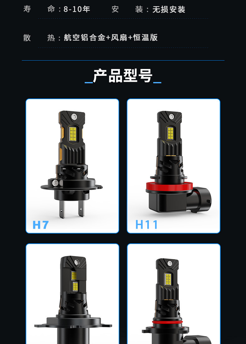 Cross-Border New M9 Plug-In 1:1 Car Light Led Headlight Non-Destructive Installation Comes with Decoding High and Low Beam Bulbs