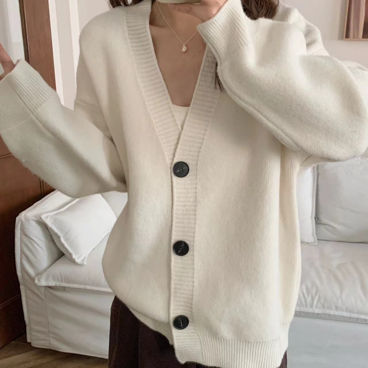24 invierno Puyuan suéter khaki chaqueta mujer engrosado 2024 otoño invierno nuevo estilo coreano image 8