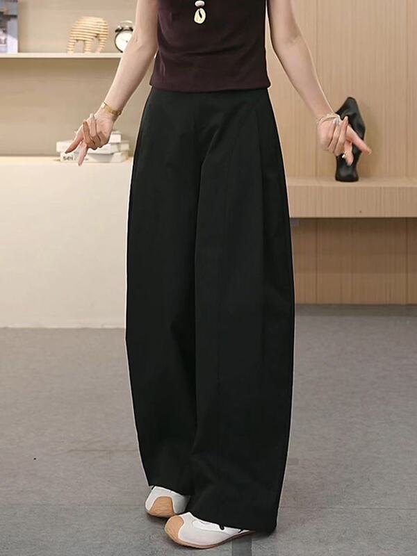 2025年秋季新款侧压褶阔腿裤女高腰百搭显瘦宽松舒适休闲贝斯裤子|undefined