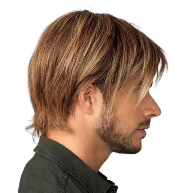 Men's Retro Casual Party Street High Temperature Wire Side Fringe Short Straight Hair Wigs display picture 3