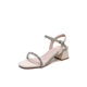 Thick Heel Sandals with Diamond Women's 2023 Summer New Open Toe Middle Heel Rhinestone with Skirt Fairy Style Fashion Sandals