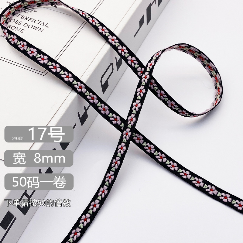 Chuanzhou ropa accesorios de encaje de poliéster jacquard banda 8MM flores decoración universal borde de zapatos accesorios gorra