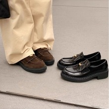 羊皮版~ 英伦学院风复古乐福鞋厚底2025新款一脚蹬女鞋百搭小皮鞋