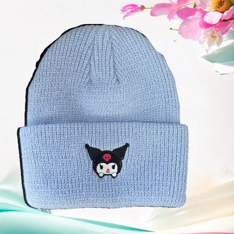 クロスボーダー万能プルオーバー猫暖かい帽子かわいいオリ三刺繍ニット帽シナモンドッグウール帽子クミロ|undefined