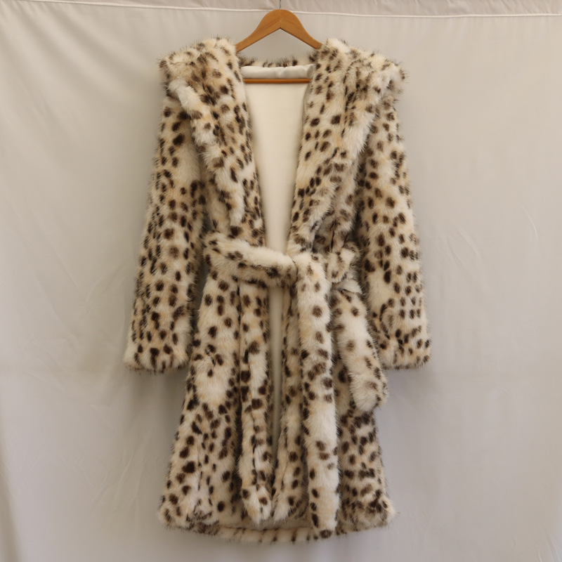 Women's Clothing Women's Leopard Fur Coat Fox Fur Long Coat Toka Wool Hooded Warm Winter Mink Windbreaker_voghion.com