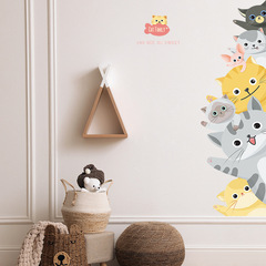 新款LD93103卡通貓咪家族兒童臥室幼兒園牆面美化裝飾牆貼紙自粘
