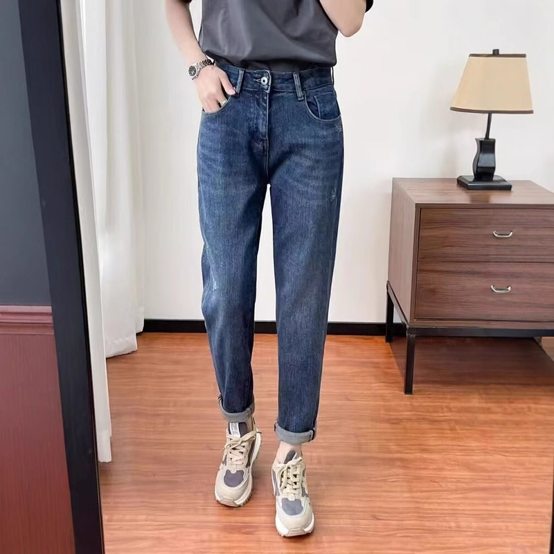 Plus-Size Super Soft Dad Jeans for Women, 2026 Spring and Autumn New Style, High-Waisted Loose Harem Carrot Pants for Petite Figures
