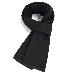 Solid Color Men's Scarf Black Winter Warm Solid Color Men's Embroidered Jacquard Logo Pattern Manufacturer Custom Wholesale