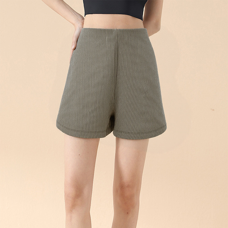 High-Elasticity Hot Girl Butt-Lifting Sports Shorts for Women, New Summer Style Lulu Ribbed High-Waisted Pocket Fashion Sexy Hot Pants
