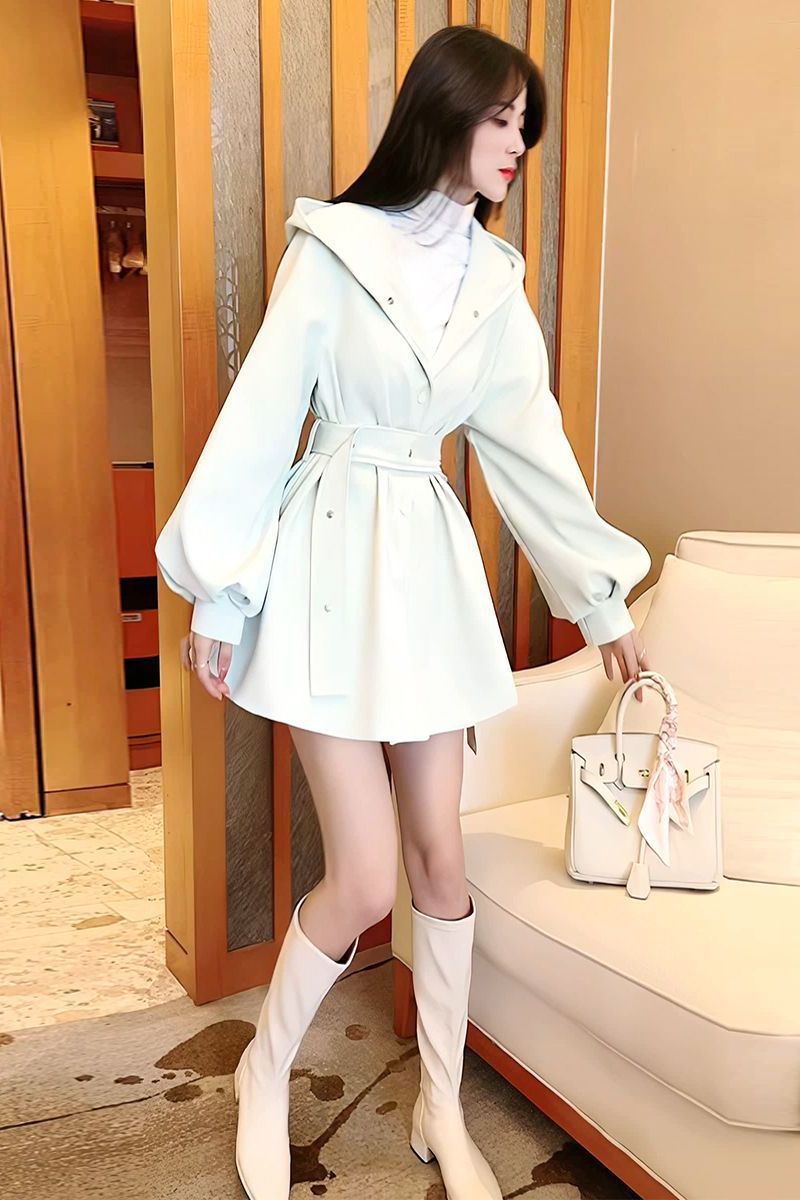 Lazy Style Petite Windbreaker Jacket for Women Autumn New Loose Short Hooded Cape Waistcoat Coat