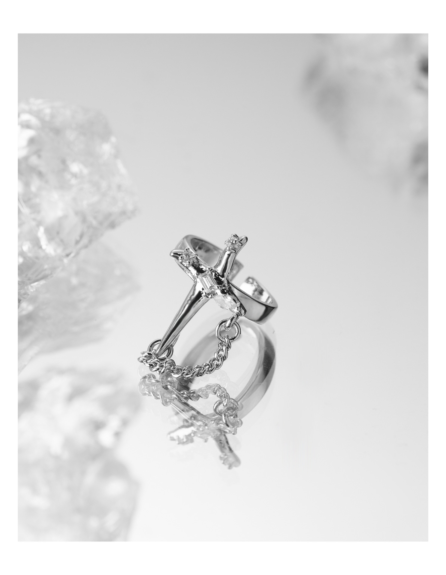 Retro Geometric Copper Plating Zircon Open Ring