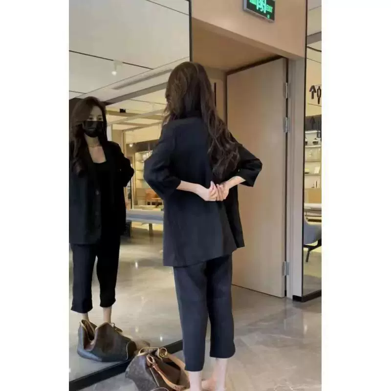 Classic suit, thin jacket for leisure, set, city style