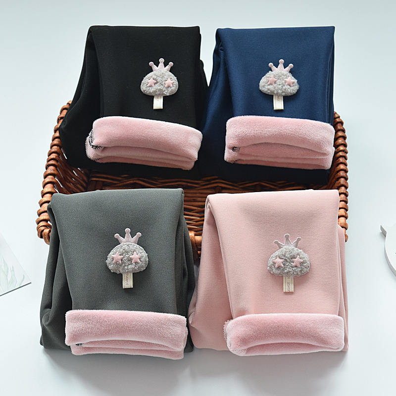 Las polainas forradas de lana de las niñas engrosaron el desgaste del invierno estilo occidental integrado extra gruesos pantalones para niños pantalones de algodón cálido para niños