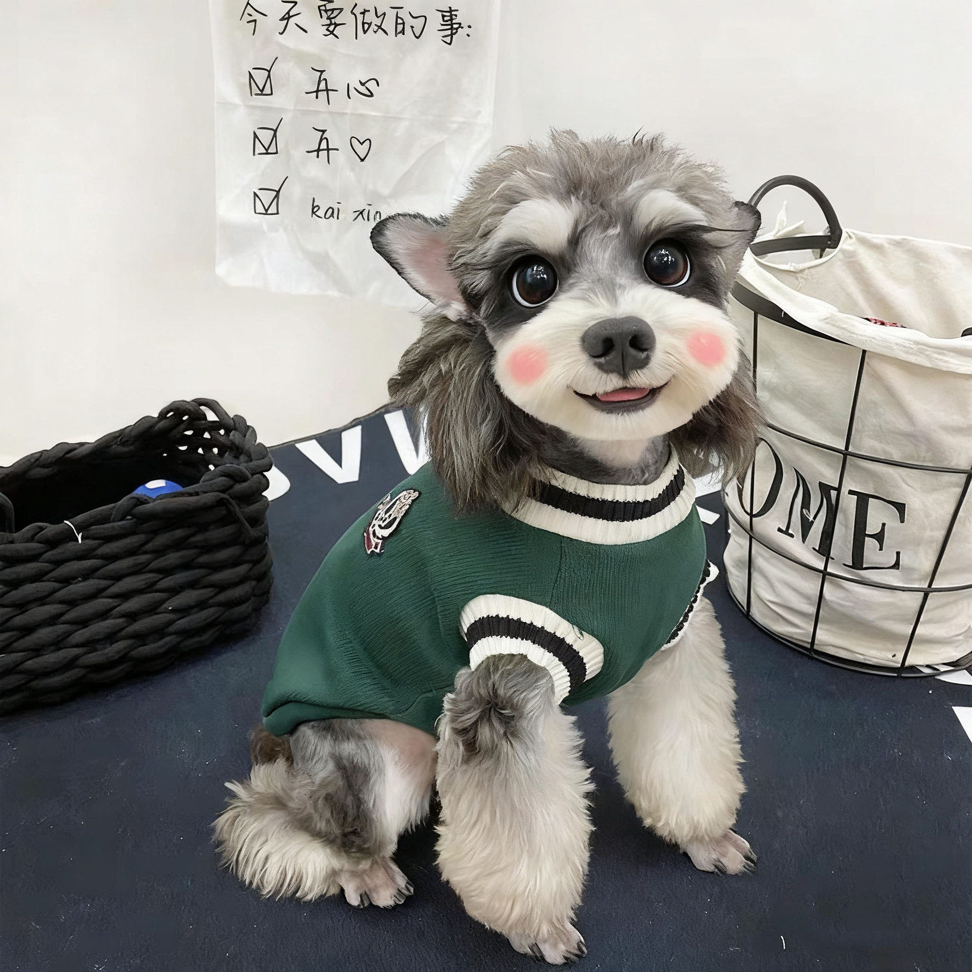 Dark green preppy sweater / Xs [reference 0.5-1.0kg pets]
