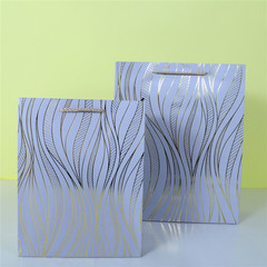 燙金豎條紋紙質白卡禮品袋子批發菱形禮物袋服飾包裝紙袋子