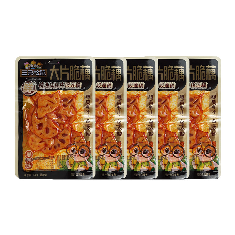 三只松鼠黑鸭味脆藕100g新鲜香辣洞庭藕片卤味休闲零食包邮