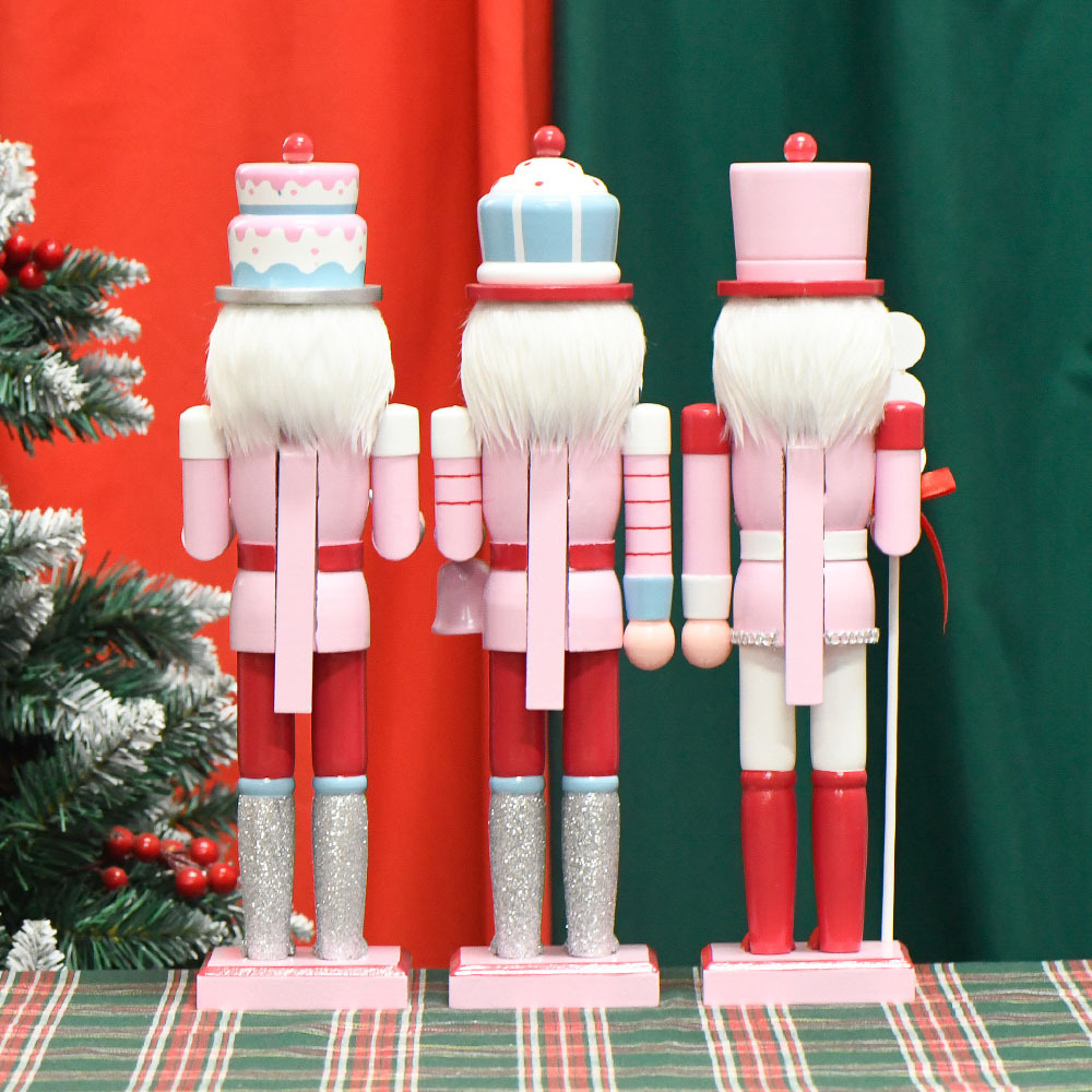 24 nuevo estilo 38CM Macarons color pastel cabeza Cascanueces decoración de madera maciza regalos artesanías adornos navideños