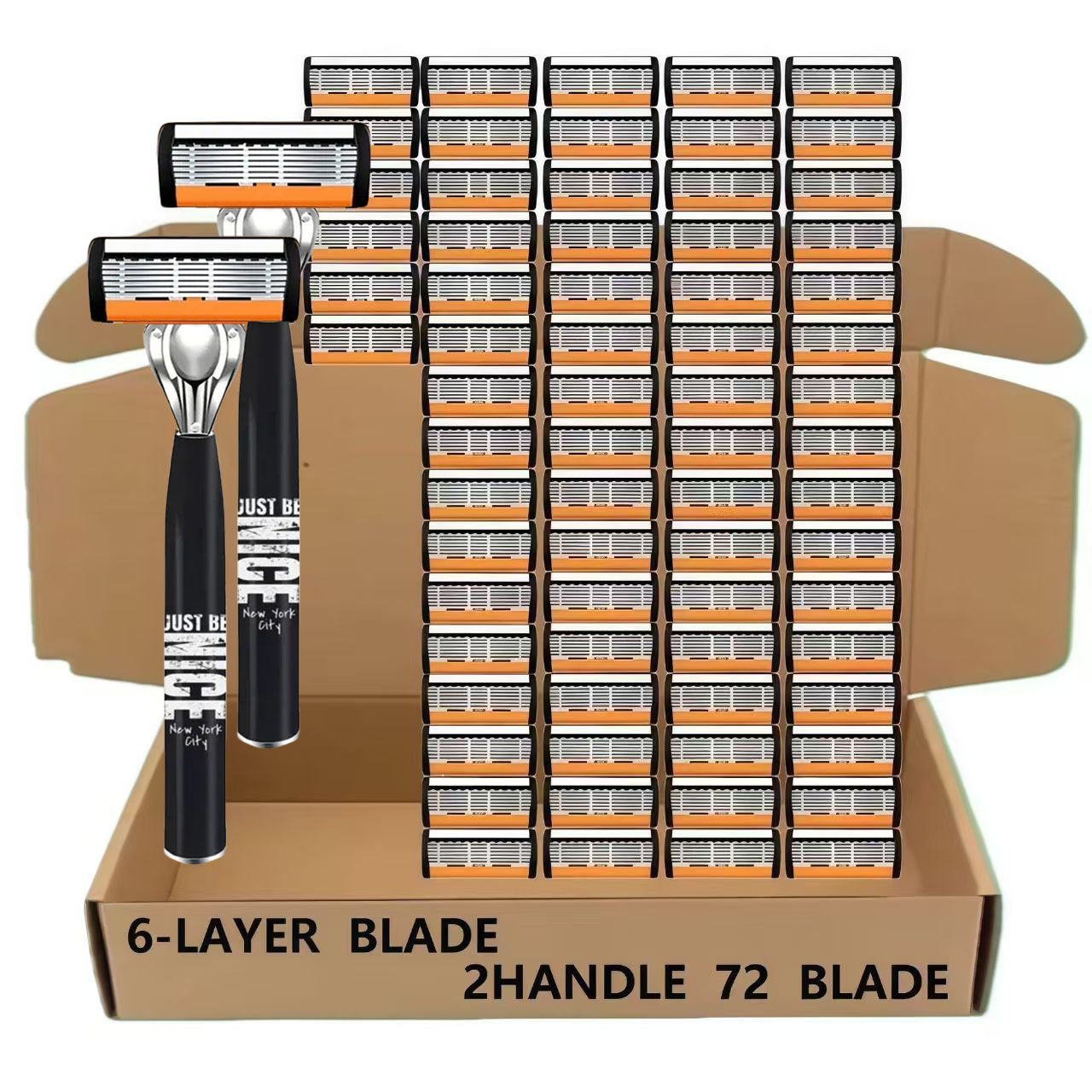 Cross-Border Hot-Selling 6-Layer Manual Razor, Stainless Steel Metal Razor, Razor Stand Wholesale