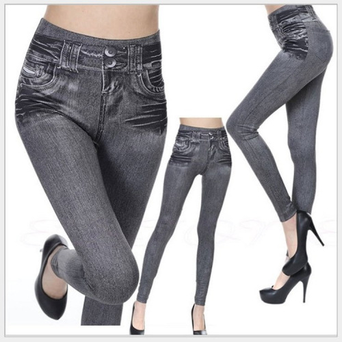Yiwu Factory 3-Color 8-Code TV Denim Leggings for Women Spring and Autumn High-Waist Outerwear One-Piece Pants Cross-Border Women's Pants