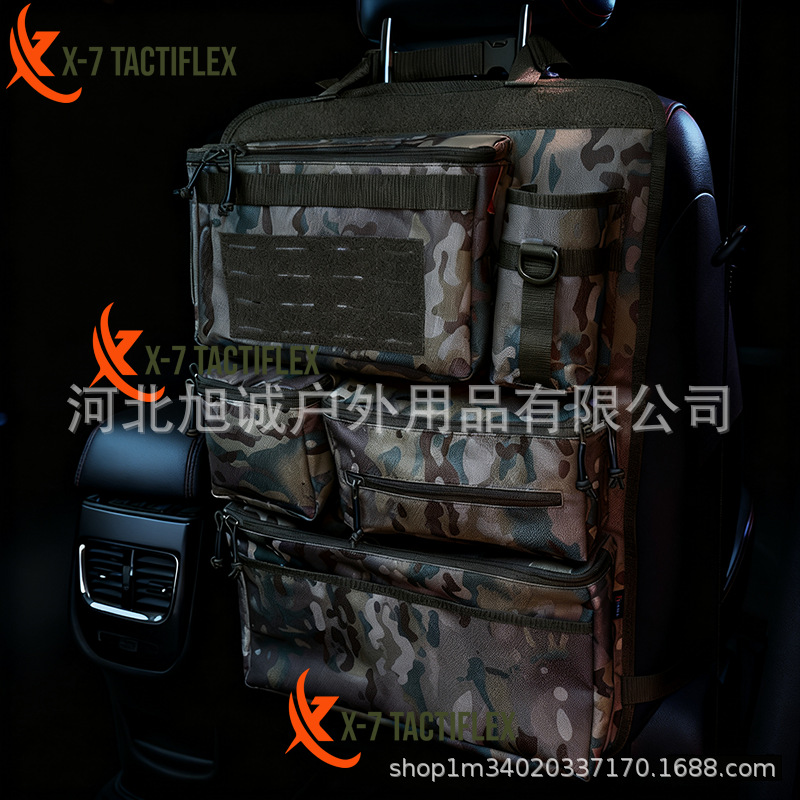 Diseño de almacenamiento de múltiples compartimentos de bolsas de almacenamiento en el asiento trasero de vehículos tácticos pesados cremallera de nylon cerrada para SUV
