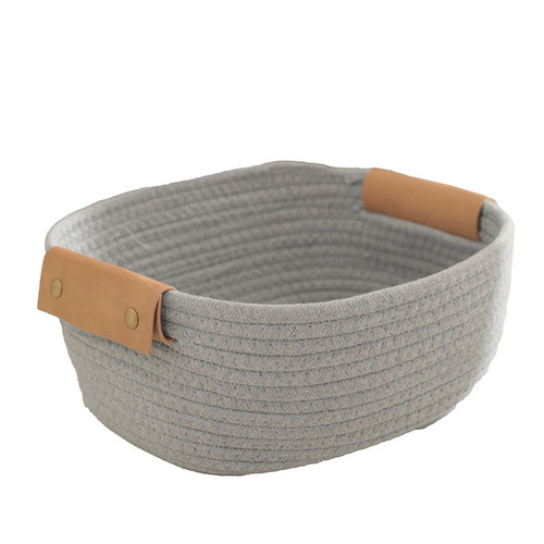 Dirty clothes basket cotton rope woven leather handle storage basket clothing household laundry basket cosmetics sundry storage box