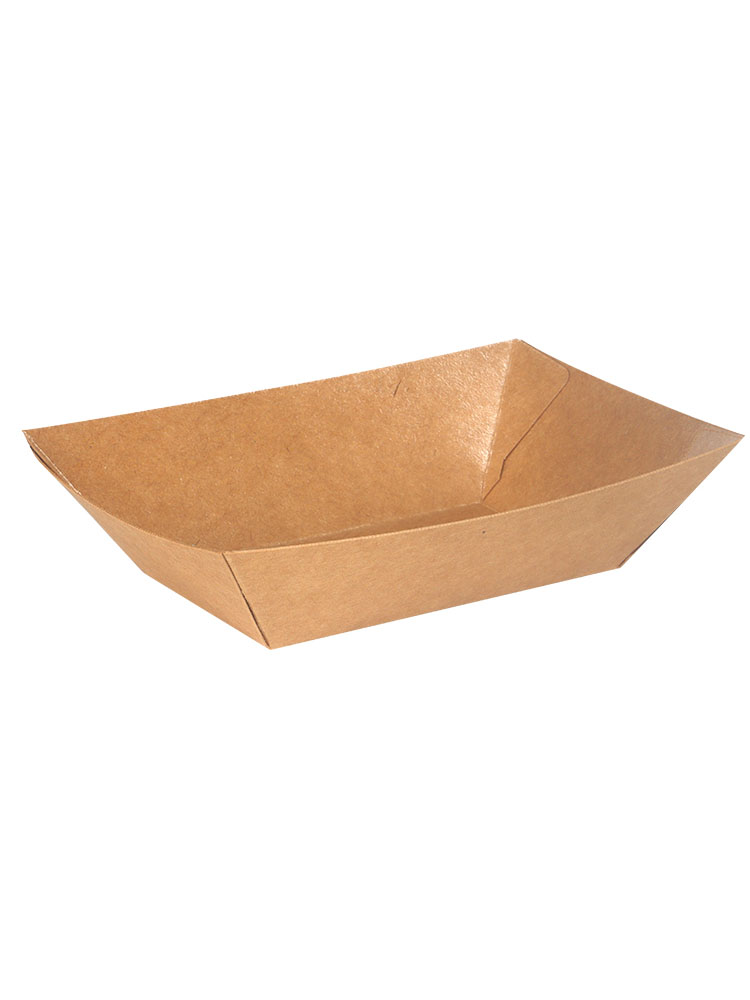 Caja de barco kraft comercial a prueba de aceite gruesa, frita de papas fritas, barbecue, bocadillos en forma de barco, caja de embalaje personalizada