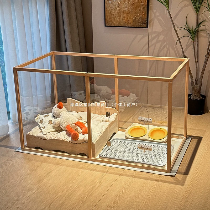 Клетка для собак из массива дерева, анти-застревающий забор в форме гриба, полностью прозрачный забор для домашних животных, бесшовный забор для маленьких собак