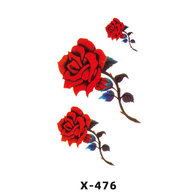 Arco de flor pequeña pegatinas de tatuaje fresco 3D dibujos animados transfronterizo Henna rosa impermeable texto en inglés pegatinas de tatuaje