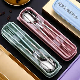 便携餐具套装筷子勺子二件套学生304不锈钢旅行收纳盒单人装便携