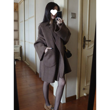 韩系氛围感老钱风中长款毛呢外套女冬高级感时尚宽松廓形呢子大衣