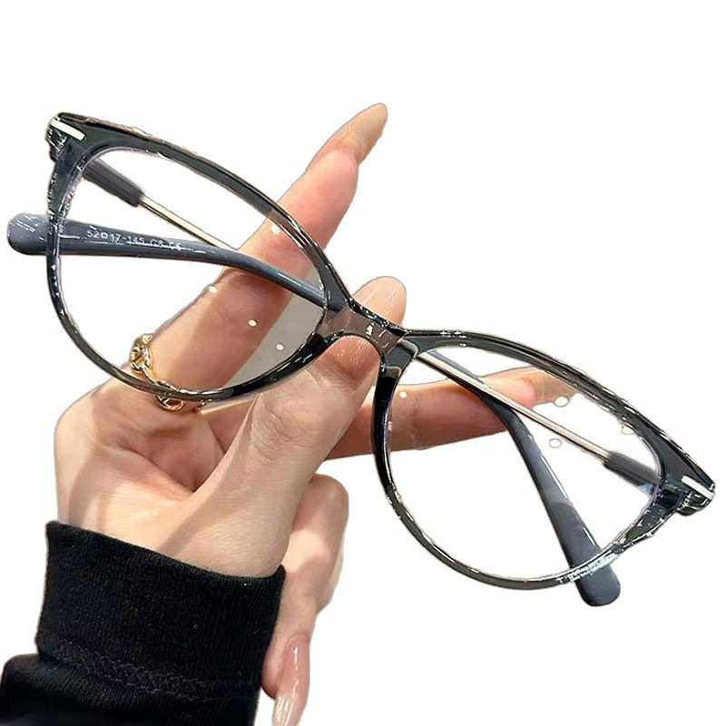 Retro de moda gafas de ojos de gato marco de alto valor facial versátil para mujeres de mediana edad protección de ojos anti-luz azul gafas de flores temperamento